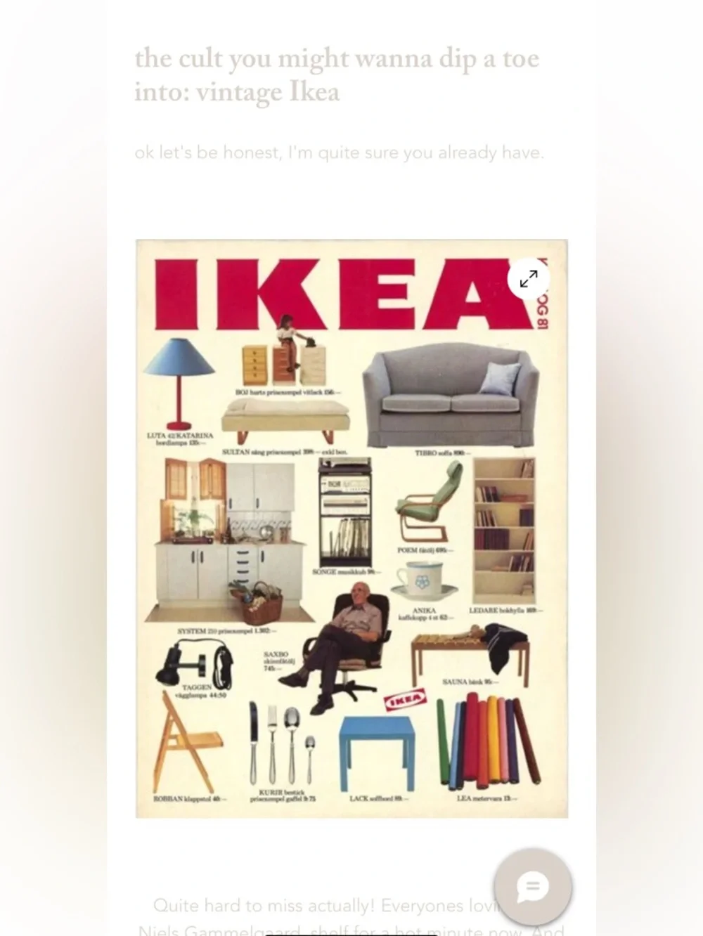 1983 Vintage IKEA Poster - Red with Multicolor Product Illustrations
